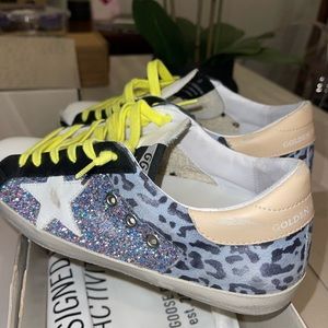 Golden Goose Superstar Sneakers Leopard Glitter Neon Laces